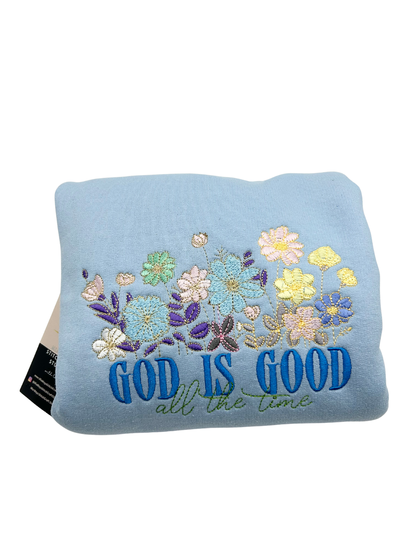 God is Good Floral Embroidery Multicolour Crew Neck Sweatshirt