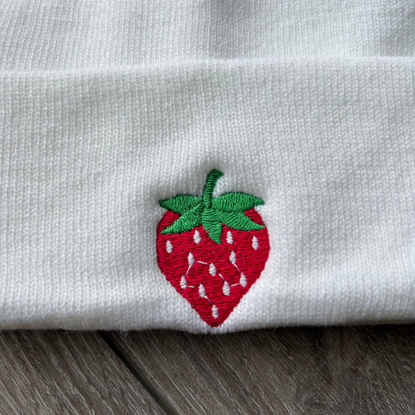 Embroidered Red Strawberry Unisex Cozy Cute Winter Cuffed Knit Beanie Hat Special Gift