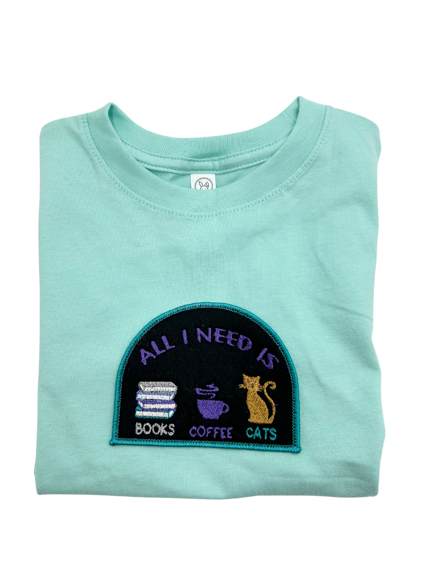 All I Need Is Books Coffee Cats Glittered AND Felted Iron-on Patch.Add on Clothing Backpack