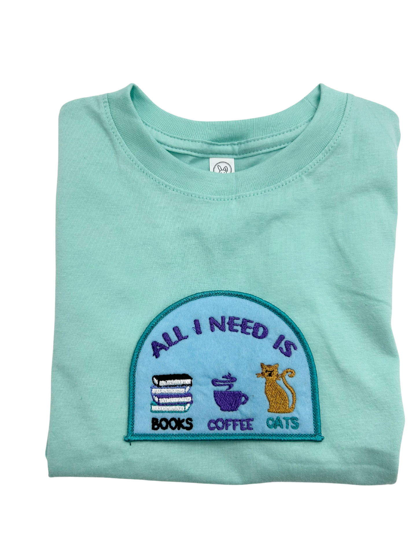 All I Need Is Books Coffee Cats Glittered AND Felted Iron-on Patch.Add on Clothing Backpack