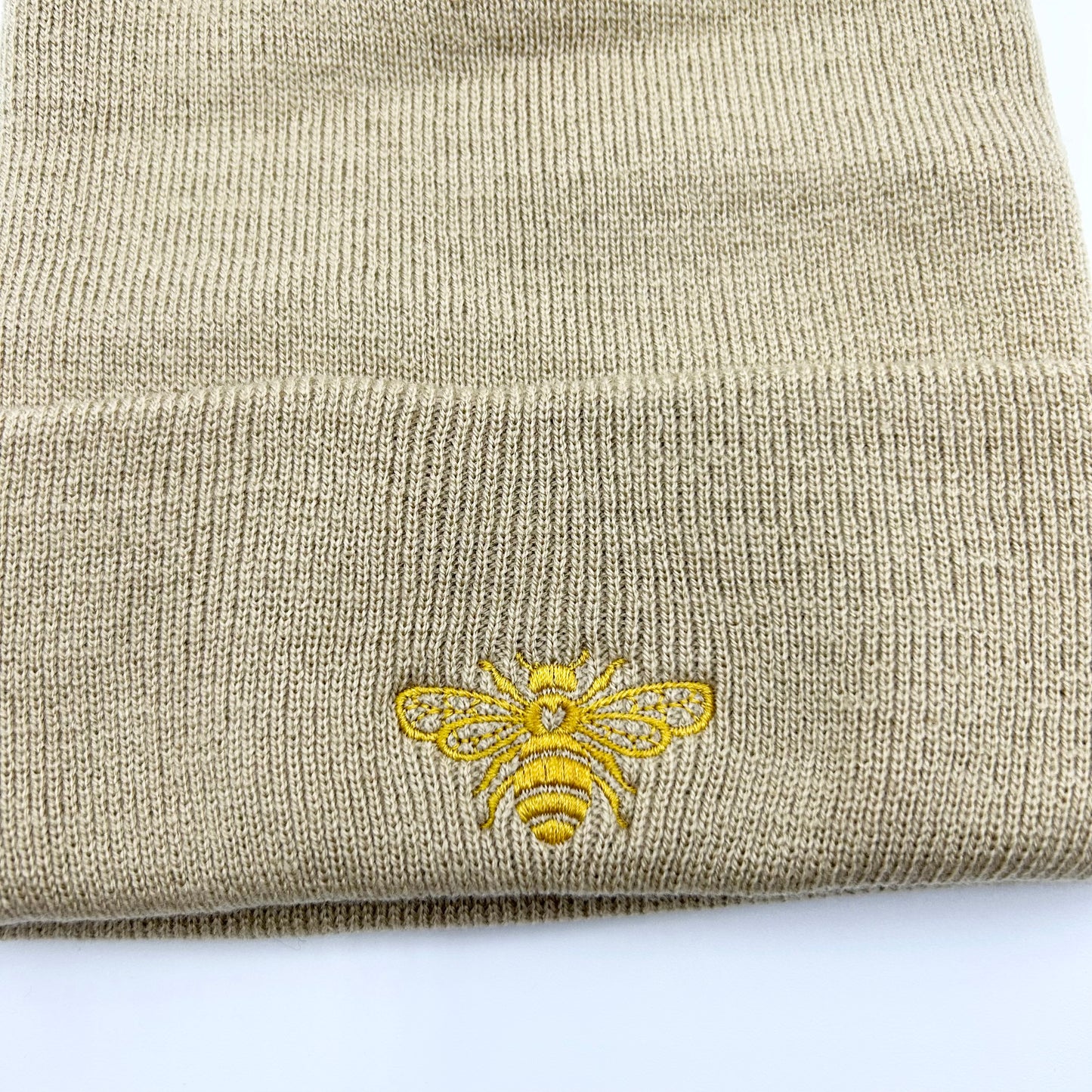 Embroidered Golden Bee Unisex Cozy Cute Winter Cuffed Knit Beanie Hat Special Gift