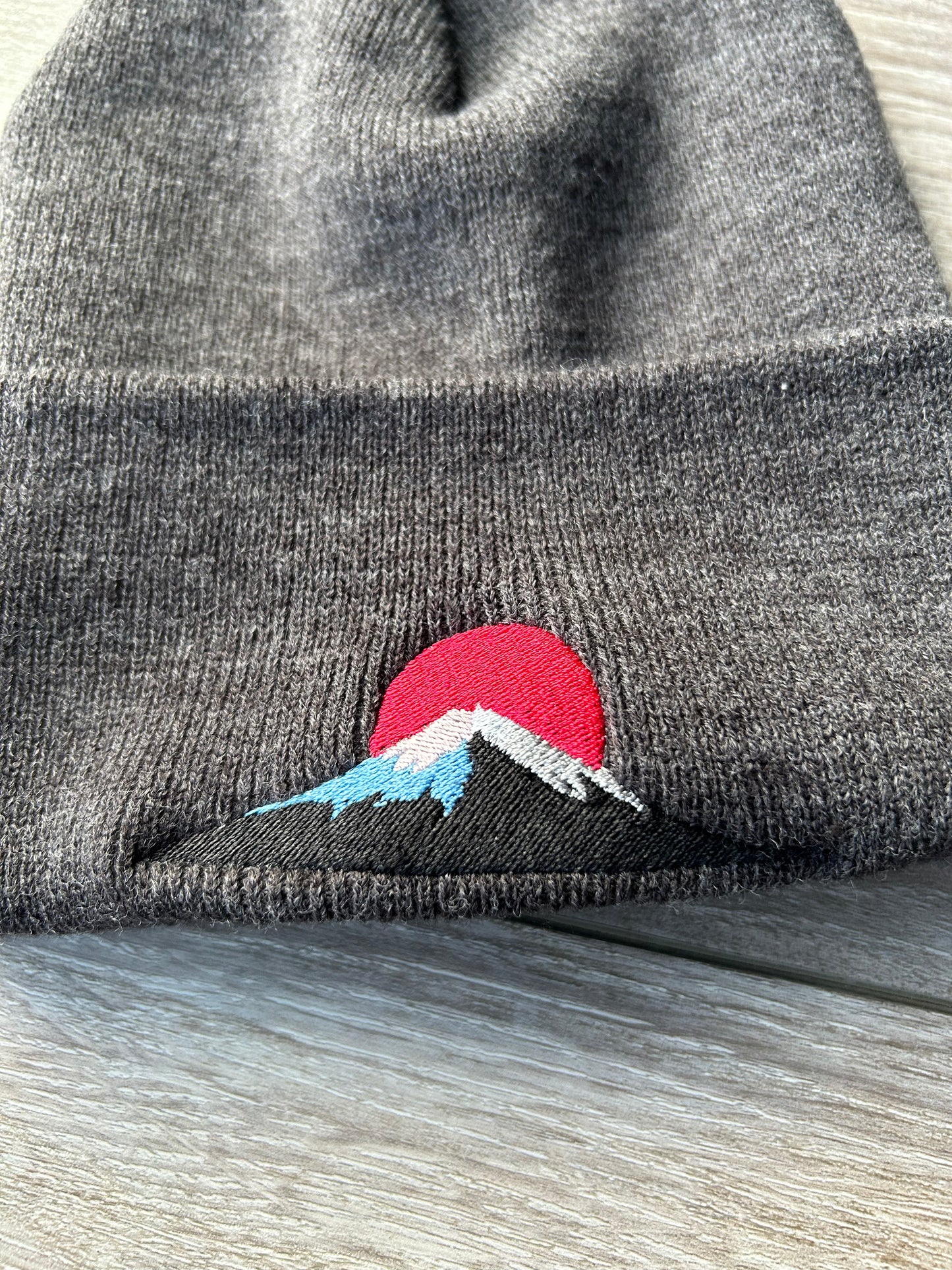 Embroidered Mount Fuji Japan Unisex Cozy Cute Winter Cuffed Knit Beanie Hat Special Gift