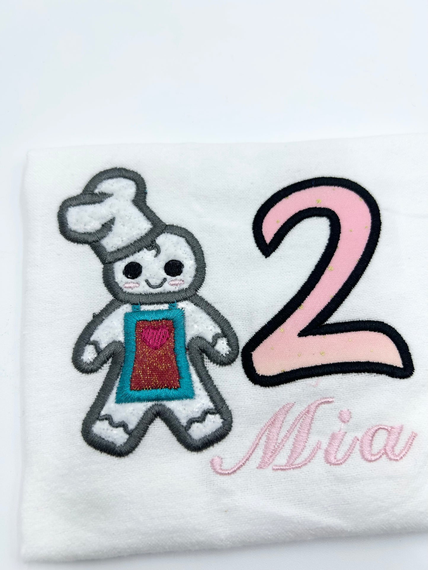 Toddlers Glitter Gingerbread Man Christmas Holiday Embroidery Long Sleeve Cozy Cute Long Sleeve Special Gift