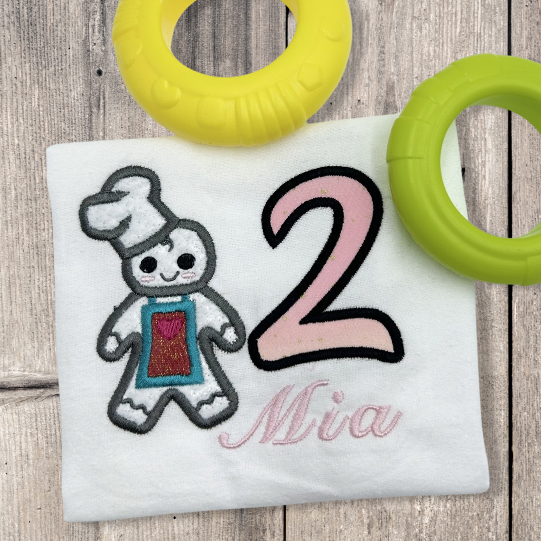 Youth Glitter Gingerbread Man Christmas Holiday Shirt Custom Embroidery Long Sleeve Cozy Cute Birthday Shirts