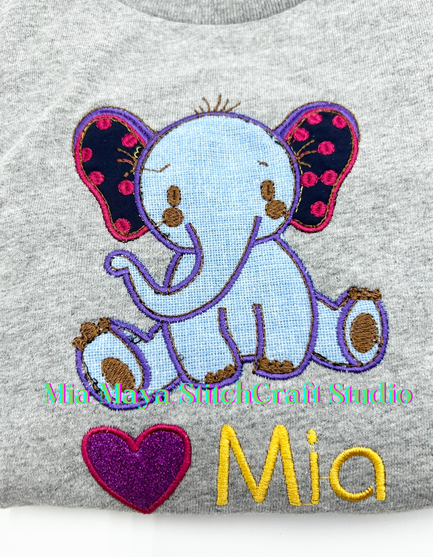 Youth Glitter Elephant  Birthday Shirt Custom Embroidery Long Sleeve Cozy Cute Birthday Shirts
