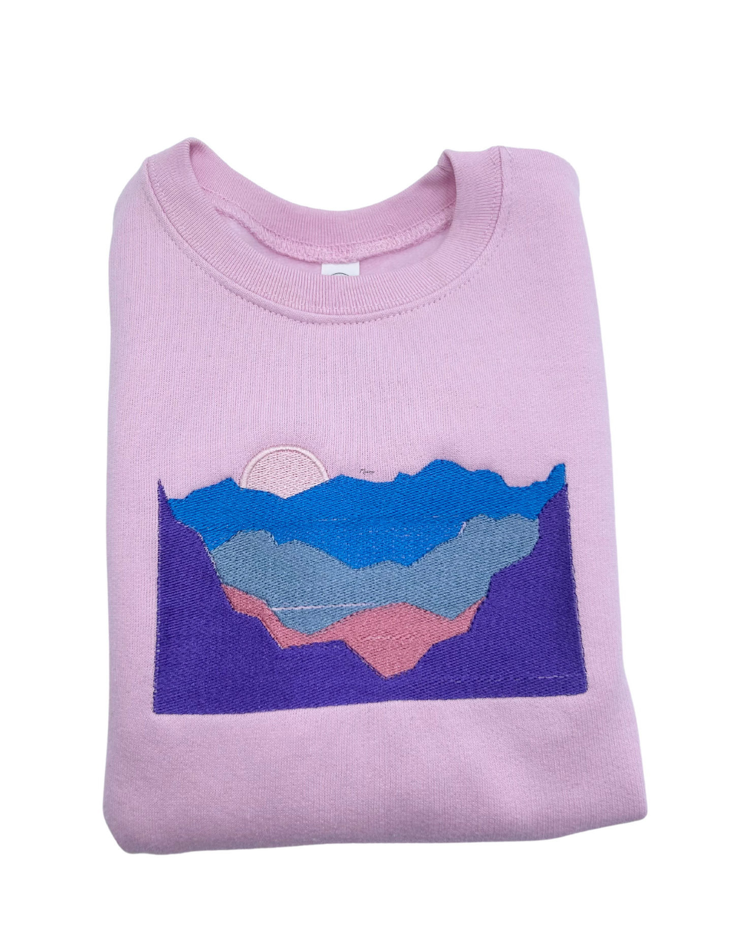 Toddler Sunset Mountain Vibrant Colours Embroidery Long Sleeve Cozy Cute Fleece Sweatshirt