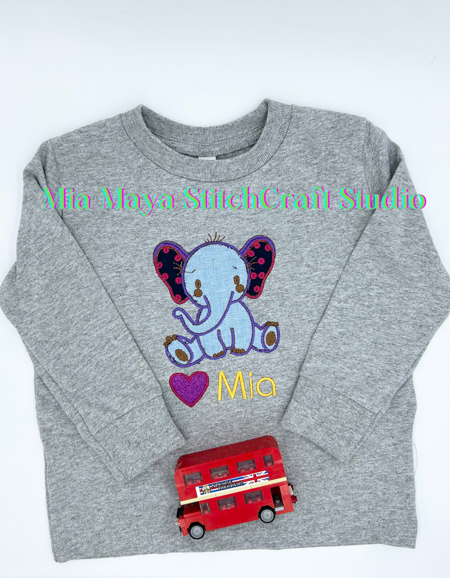 Youth Glitter Elephant  Birthday Shirt Custom Embroidery Long Sleeve Cozy Cute Birthday Shirts