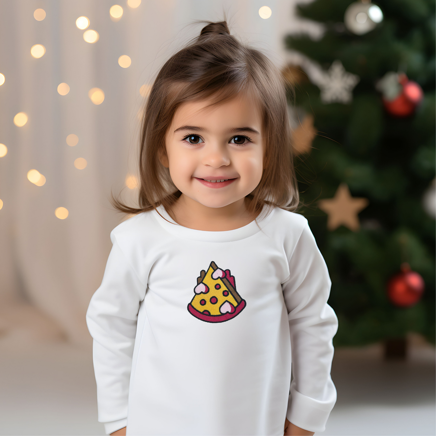 Toddlers Pizza Slice Embroidery Long Sleeve Cozy Cute Long Sleeve Special Gift