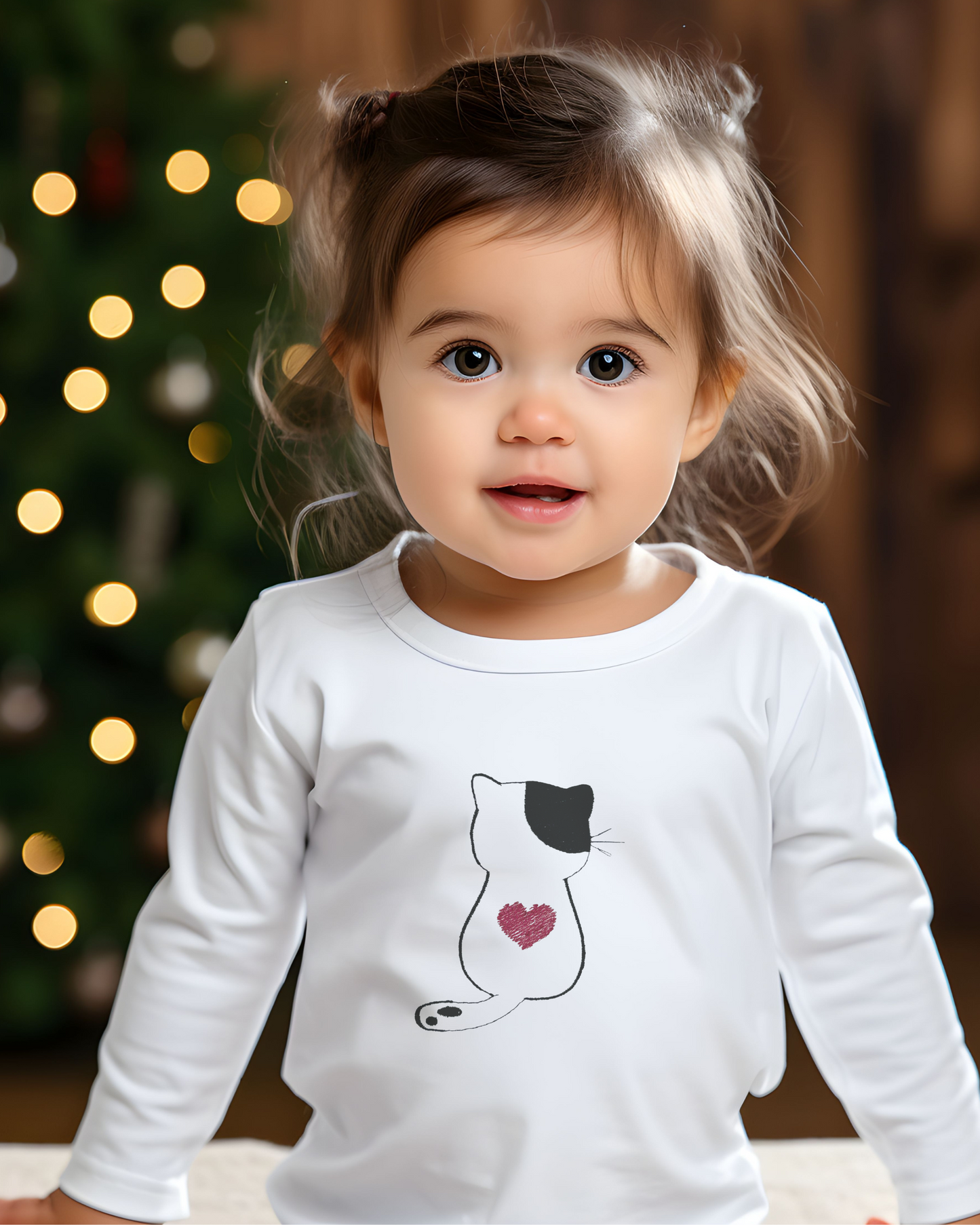 Toddlers Cute Cat Back Embroidery Long Sleeve Cozy Cute Long Sleeve Special Gift