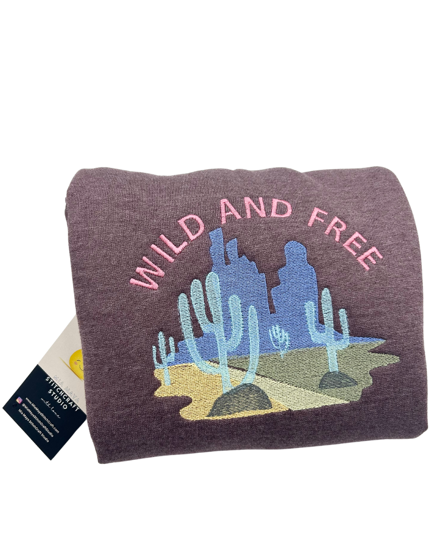Wild and Free Desert Cowboy Western Embroidery Crew Neck Sweatshirt